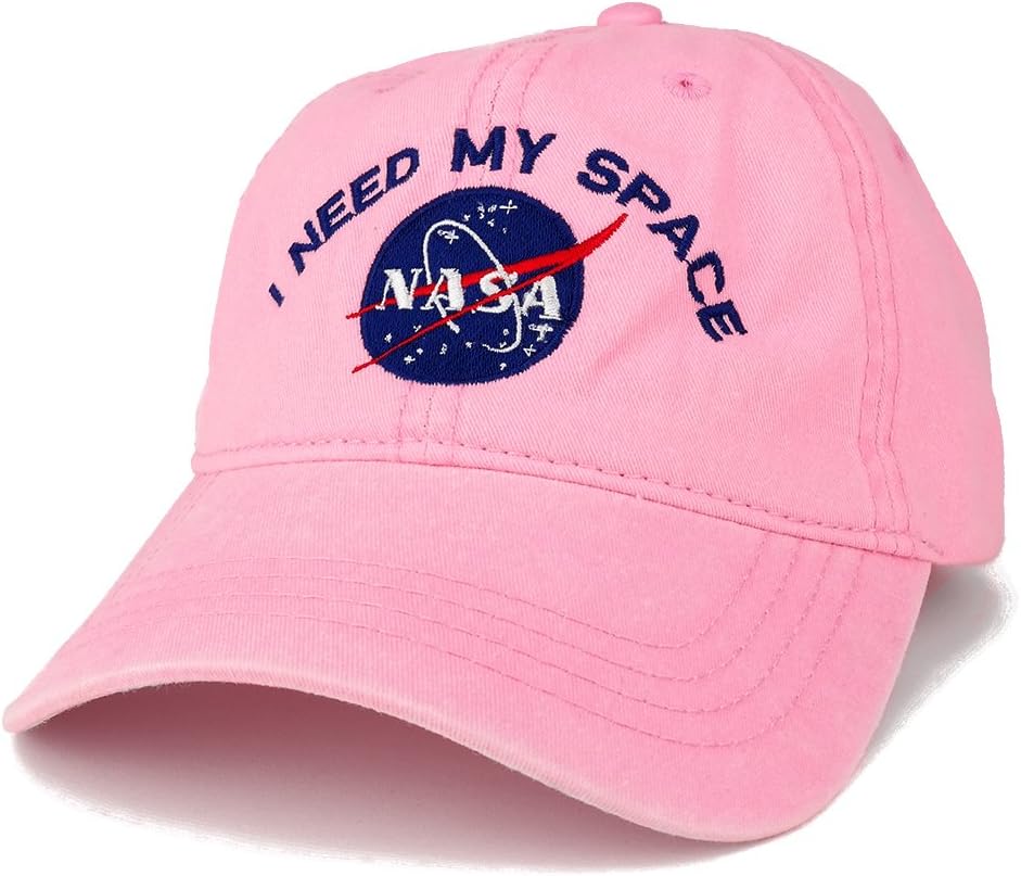 NASA I Need My Space Embroidered Washed Cotton Cap