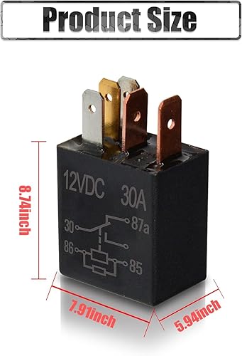 Miniatura 2 de QODOLSI 2 interruptores de relé de 5 pines para automóvil, relé estable impermeable, 12V 30A SPST Kit de relé estándar resistente, universal para