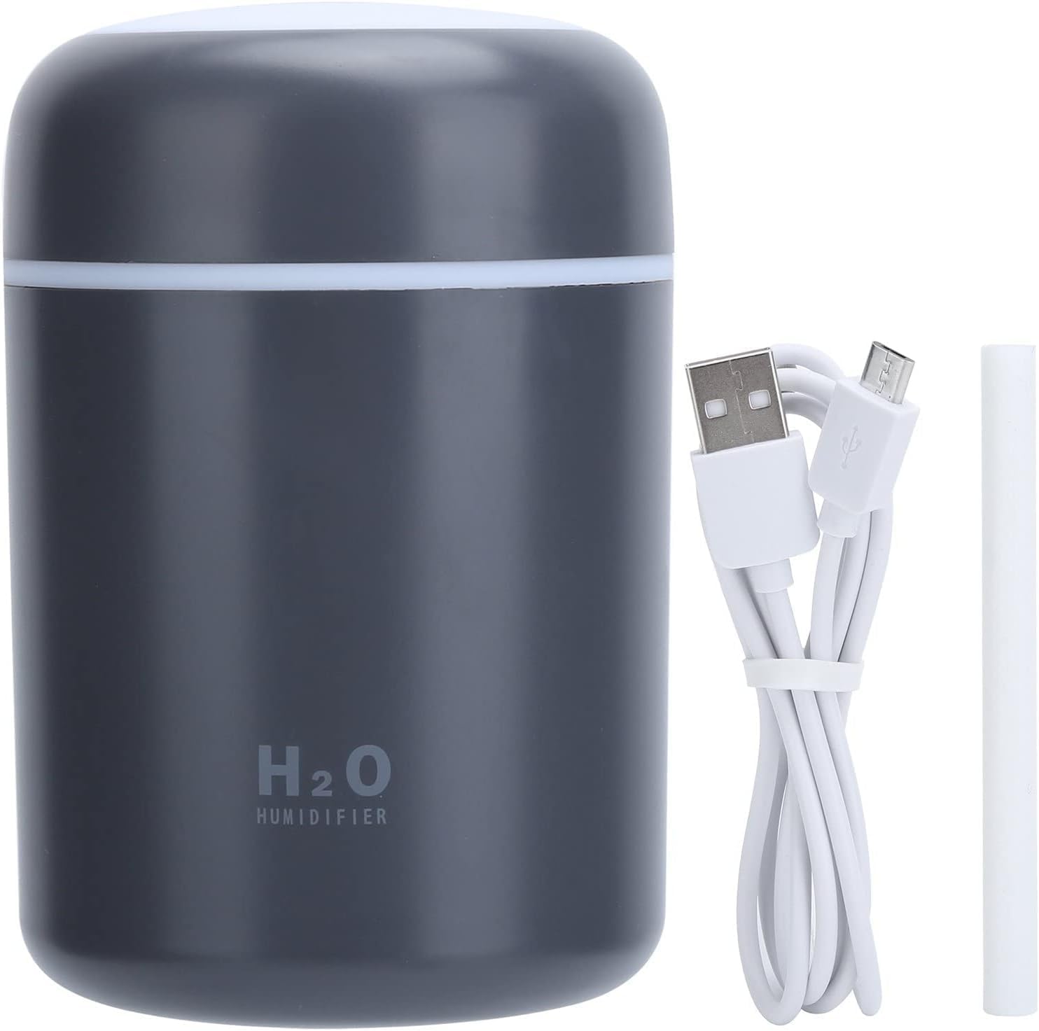 H2O – Ultrasonic Cool Mist Humidifier 3 Color (Black, White, Pink), Quiet Operation, USB Powered, Portable for Home, Office, Travel, Night Light Function, Compact Design, Improves Air Quality (Black)