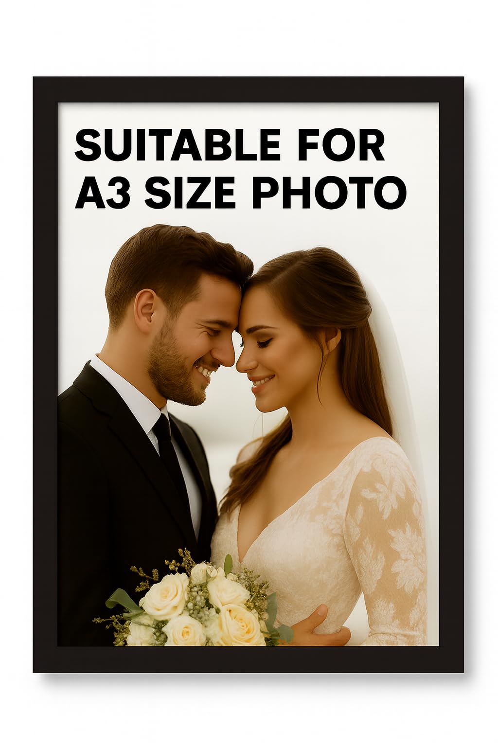 A3 Wooden Photo Frame Black Colour - 297x420mm / 29.7x42cm / 11.7x16.5inch Picture Frame (Black, A3 (42x29.7) cm)