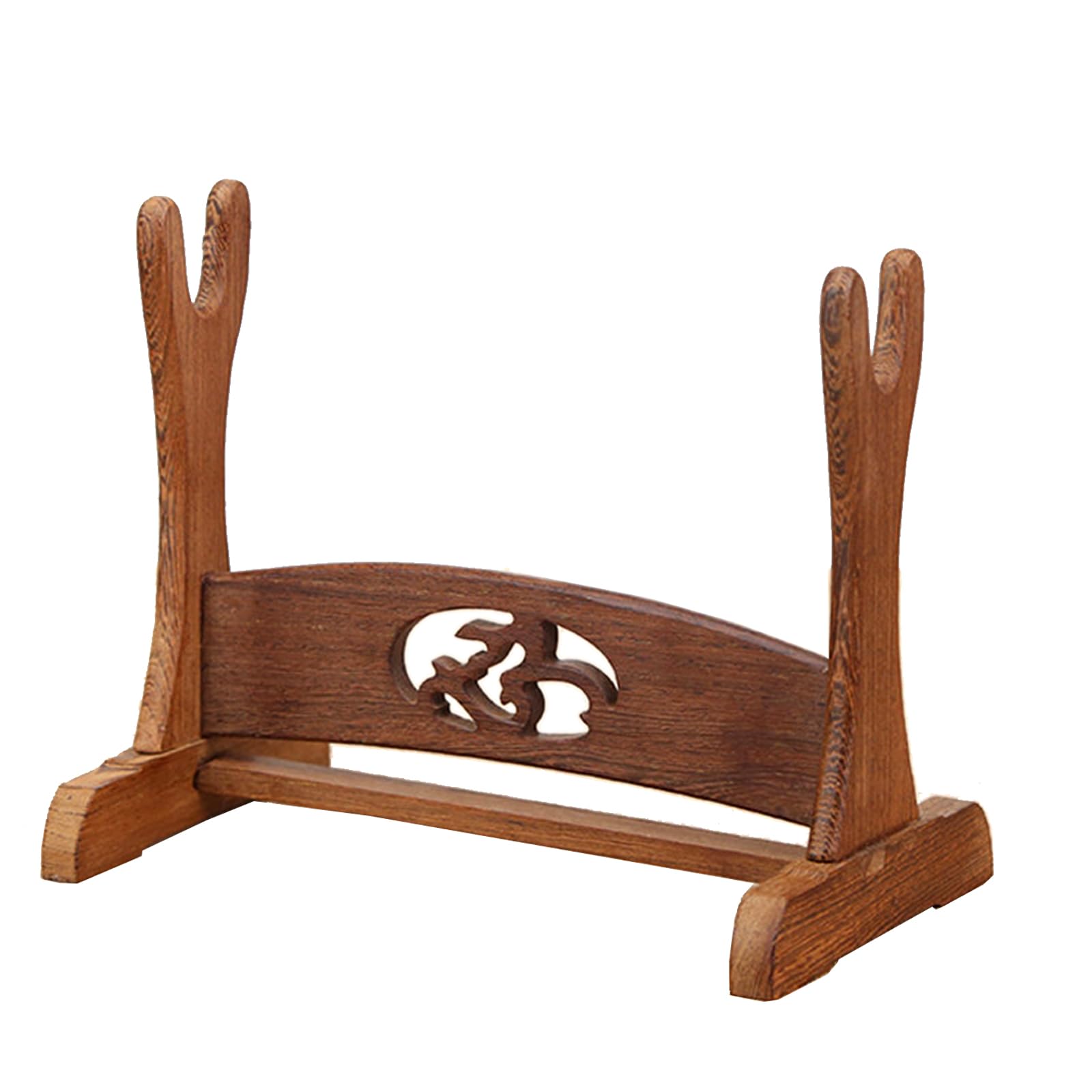 Hjhuua Brown 1 Natural Wenge Sword Stand,Wooden Home Decoration Rack,Sword Display Stand For Samurai Sword,Bokken,Flute,Katana