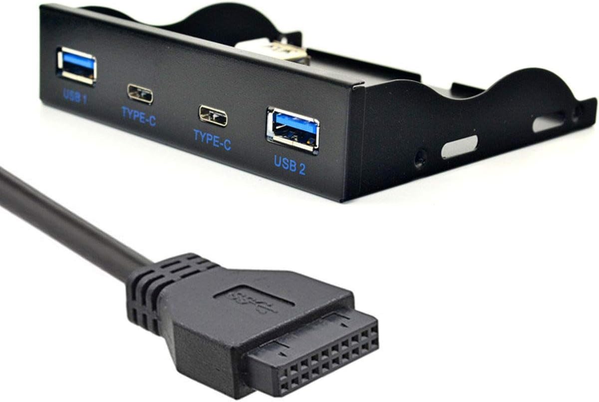 Cablecc USB-C & USB 3.0 HUB 4 Ports Front Panel to Motherboard 20Pin Connector Cable for 3.5" Floppy Bay