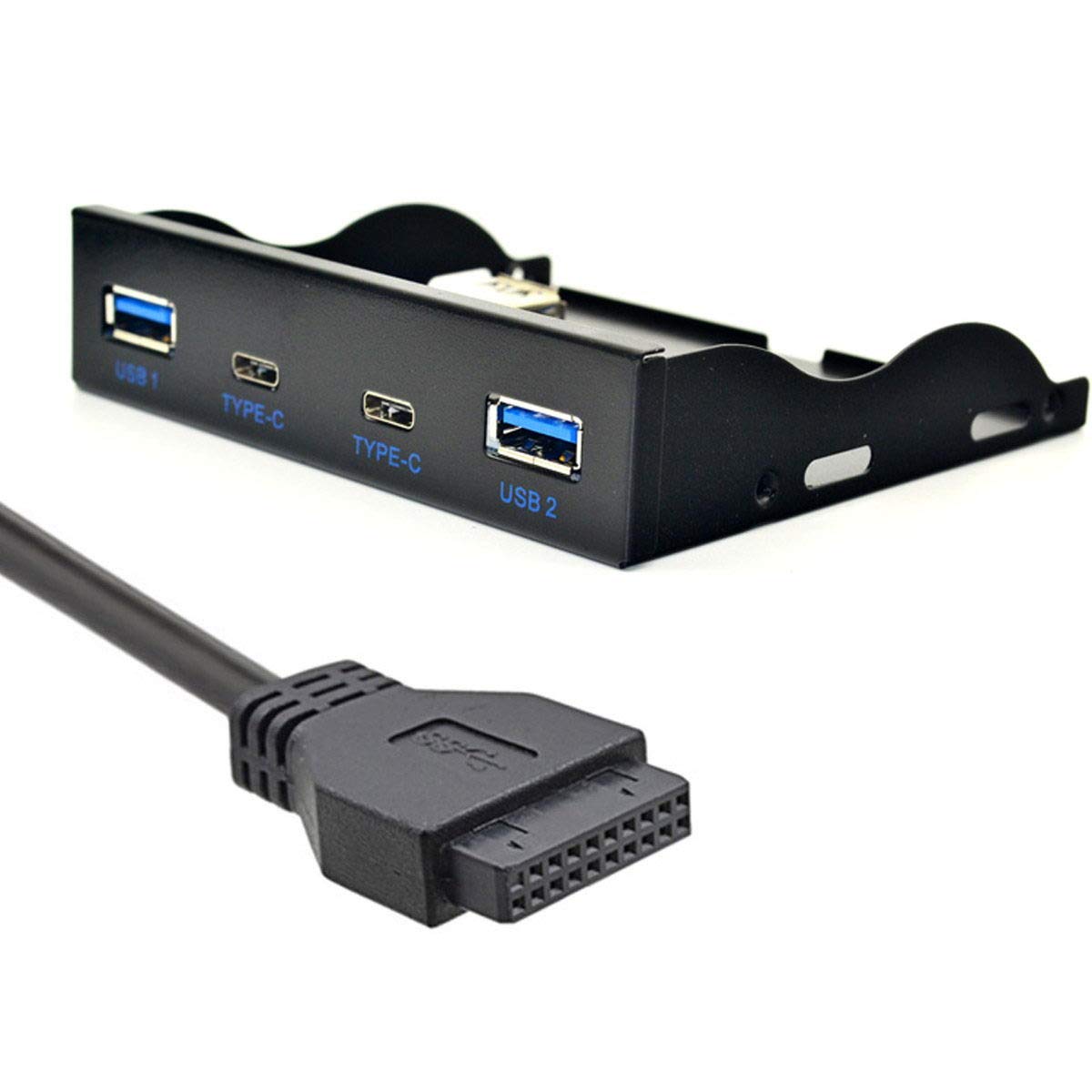 Chenyang USB-C & USB 3.0 HUB 4 Ports Front Panel to Motherboard 20Pin Connector Cable for 3.5" Floppy Bay