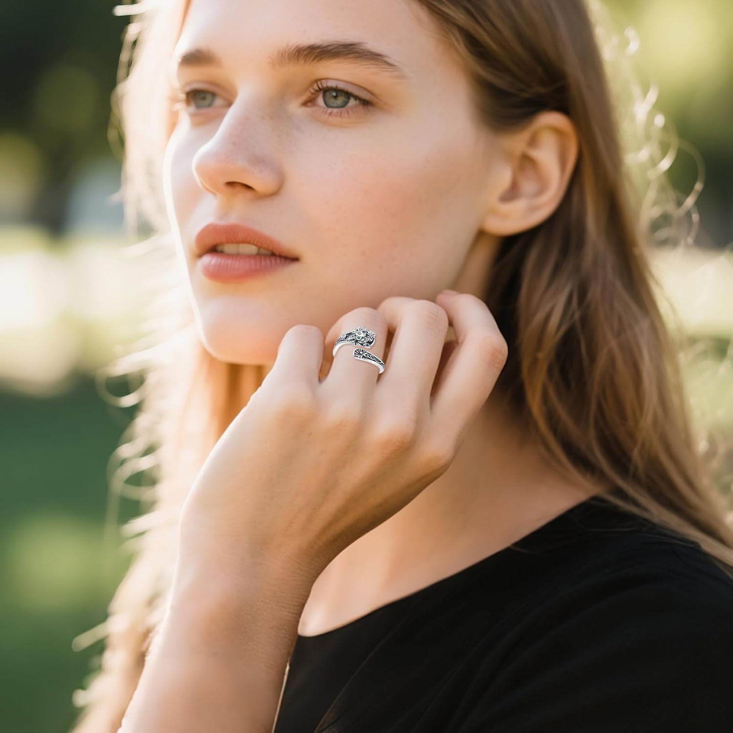 Frog Ring 925 Sterling Silver Lotus Adjustable Thumb Rings Frog Jewelry Gifts for Women