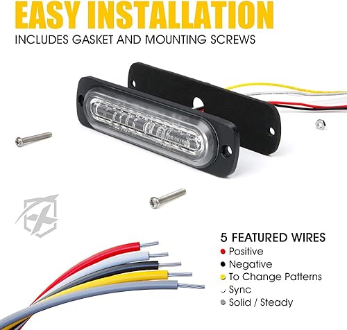 Miniatura 7 de Xprite Kit de luces estroboscópicas de emergencia ámbar de 12 luces LED de montaje empotrado en la superficie, marcador lateral, rejilla de