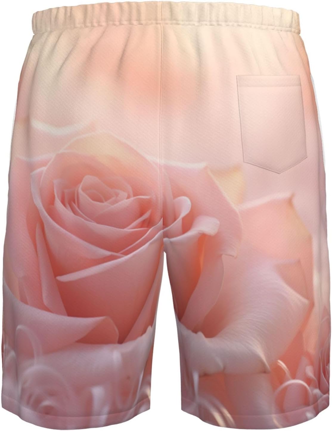Mens Romantic Roses Print Beach Shorts,Casual Summer Shorts for Men,Quick Dry Polyester