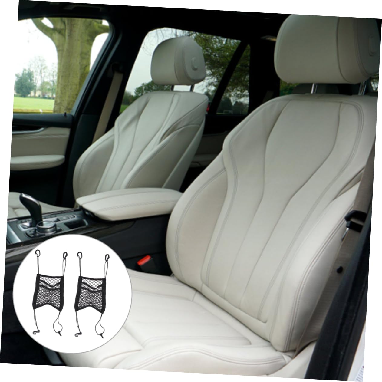 Cabilock Auto Seats Net Pockets Car Seat Storage Bags Mesh Net Organizer Car Purse Holder