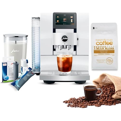Jura Z10 Automatic Coffee Machine with Product Recognizing Grinder and One-Touch Bundle with Filter Cartridge Water Stabilizer, Capresso Coffee Bean and Accessories (6 Items)