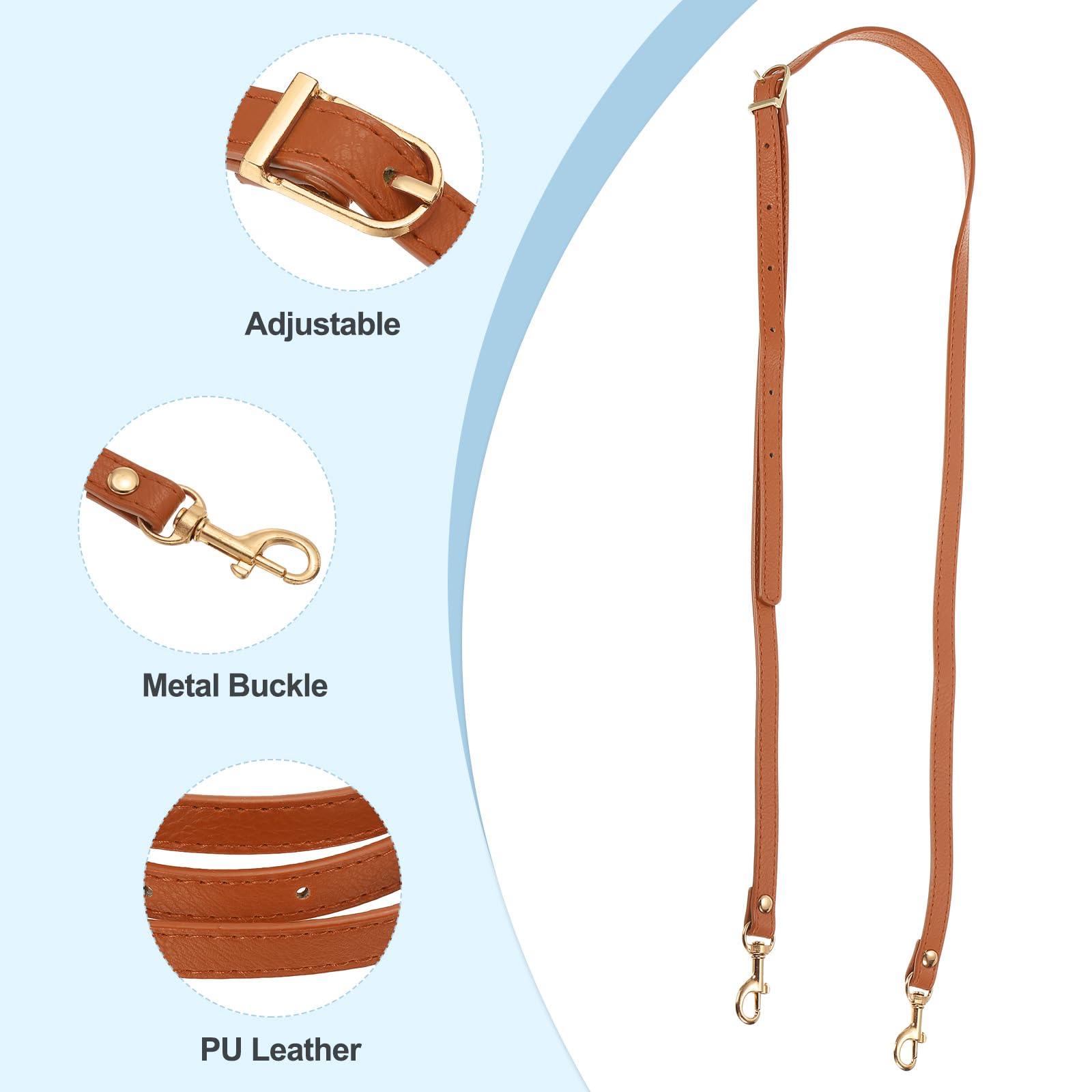 PATIKIL Leather Purse Strap Replacement 47 Inch, PU Adjustable Shoulder Crossbody Replacement Strap with Gold Hardware, Ochre Yellow - Image 3