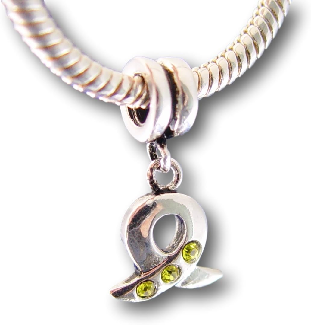 Women's Sterling Silver Plated European Dangle Charm Yellow Ribbon Childhood Cancer Awareness