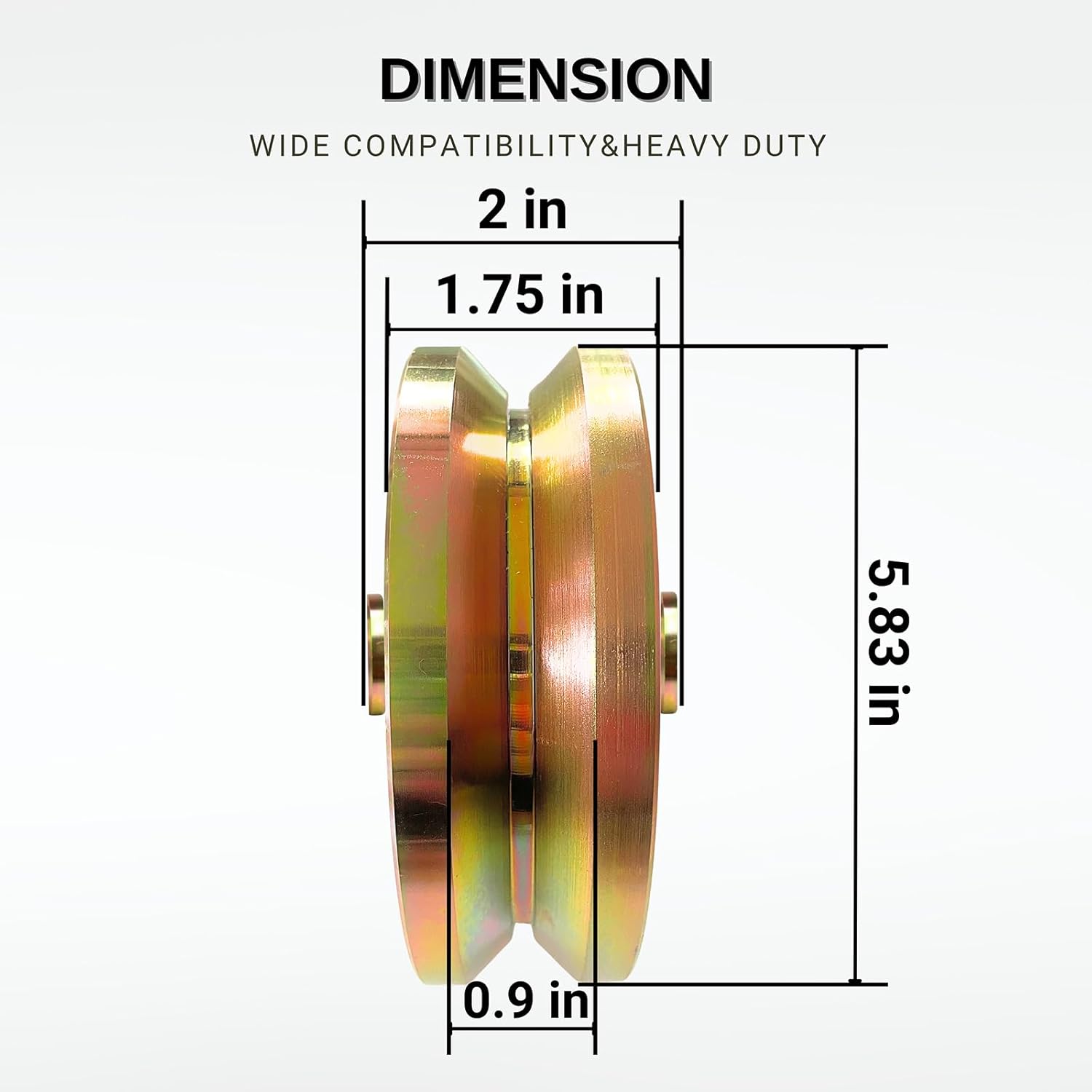 6" V Groove Wheel, 6" x 2" Wide Heavy Duty Sliding Gate Wheels, Steel Sliding Gate Rollers, Set Of 2. For Rolling Inverted V Shape Track, Industrial Machines, With double bearings, 5000 lbs Max.