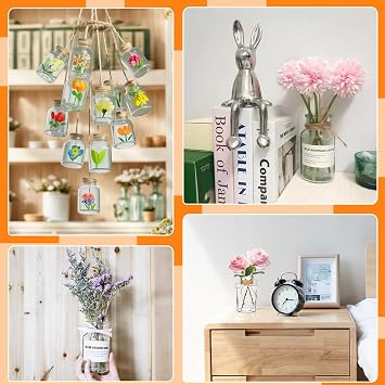 12 PCS Flower Vase,10cm Height 125ml Small Glass Vase Set with 5M Jute Twine,Mini Glass Bud Vases for Table Decoration Living Room,Home,Office,Wedding