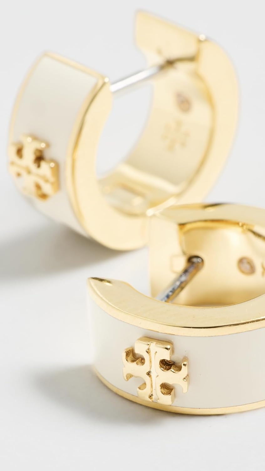 Tory Burch Women's Kira Huggie Earrings, Tory Gold/New Ivory, One Size - Image 3