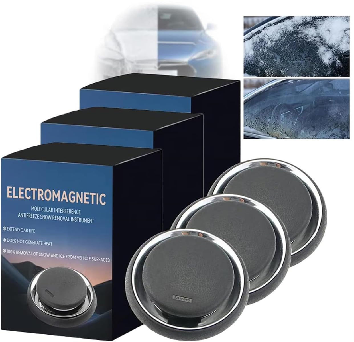 Lot De 3 Dégivreurs électromagnétiques - Anti-gel Pour Pare-brise Voiture, Déneigement Rapide, Portable