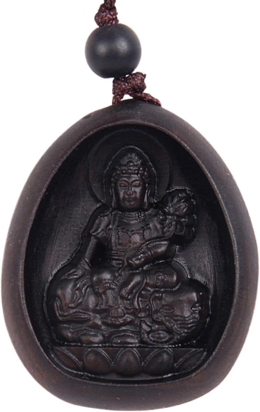 桃木吊坠项链 Brass Chinese Zodiac Feng Shui Figurine Deco, 十二生肖属龙蛇本命佛守护神普贤菩萨汽车钥匙扣挂件 9473