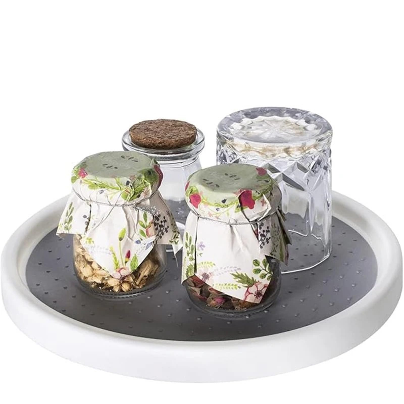 2 estantes giratorios antideslizantes for especias, armario de despensa, plato giratorio con base ancha, contenedor para Nevera, Cocina(3.5x25cm)
