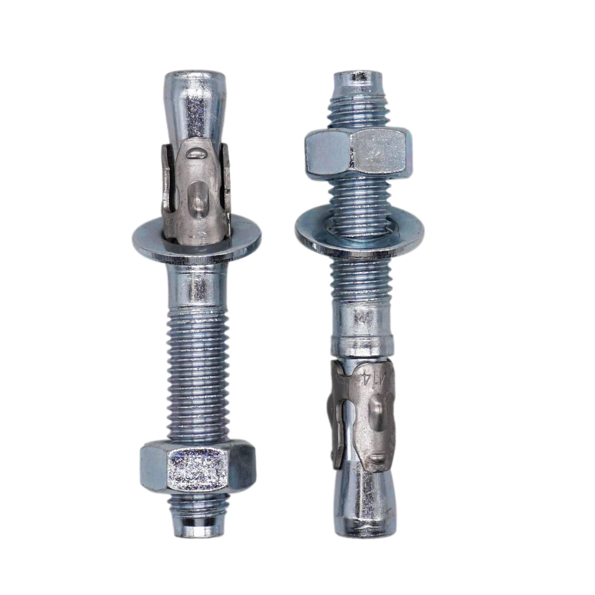 Skir'co (2 Pcs) Zinc Plated Wedge Anchors M14 X 100 Mm, Metal Dowels, Anchor Bolt, Masonry And Concrete Expansion Bolts