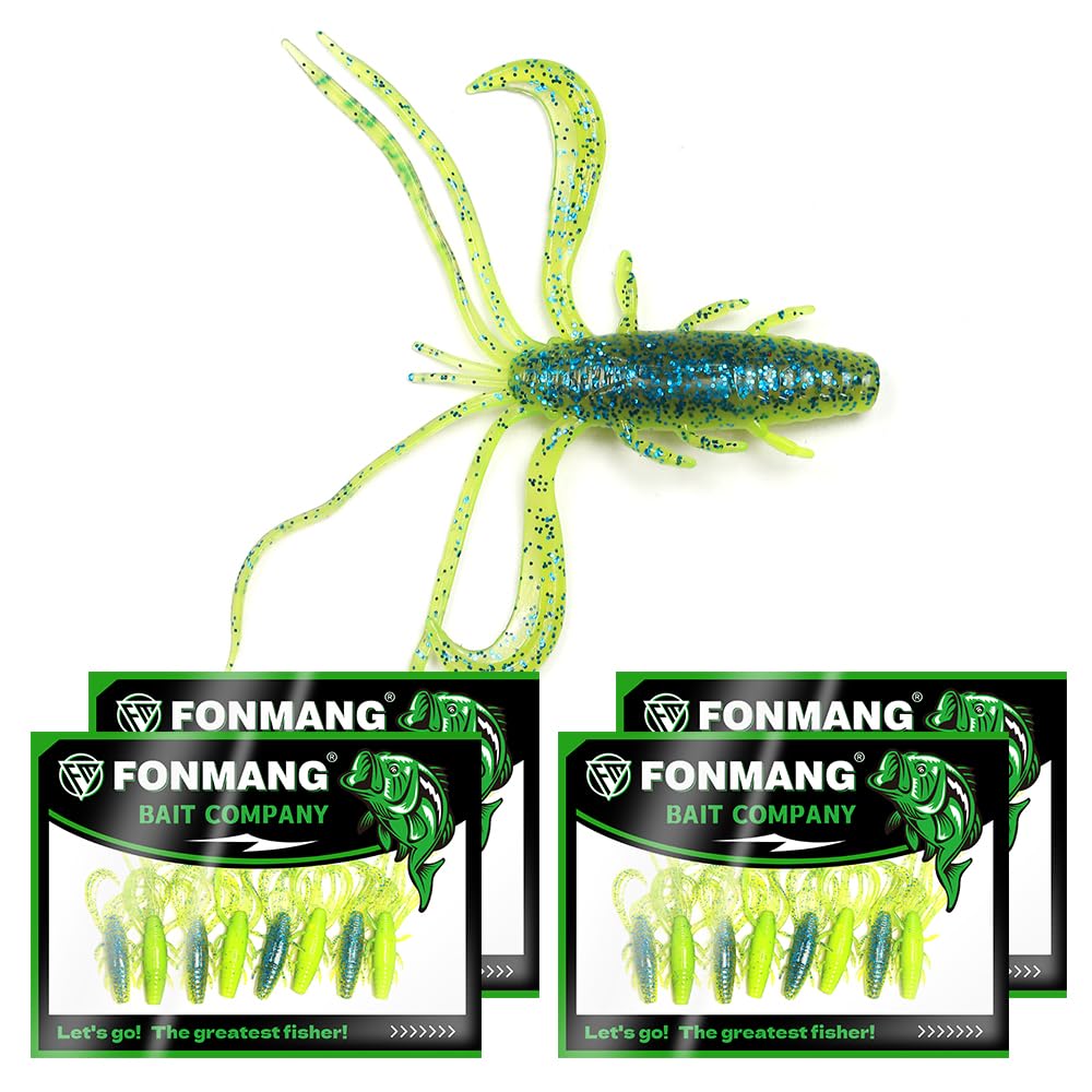 FONMANG Craw Soft Plastic Baits, Swimbaits for Bass Fishing,Fishing Soft Plastic Lures for Ned Rig, Drop Shot Rig, Neko Rig, Carolina Rig, Texas Rig, Jig Trailer,3.8"-32pack