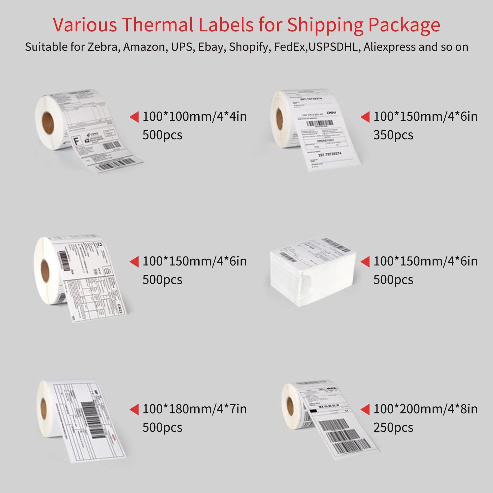 Thermo Etikettenaufkleber Thermoetikettenrolle, selbstklebend for Express(100X150mm)