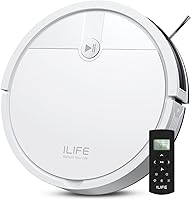 ILIFE V2 Robot Vacuum Cleaner, Tangle-Free Suction, 120 Mins Runtime, Slim, Self-Charging Robotic Vacuum Cleaner, Ideal for Pet Hair and Hard Floors
