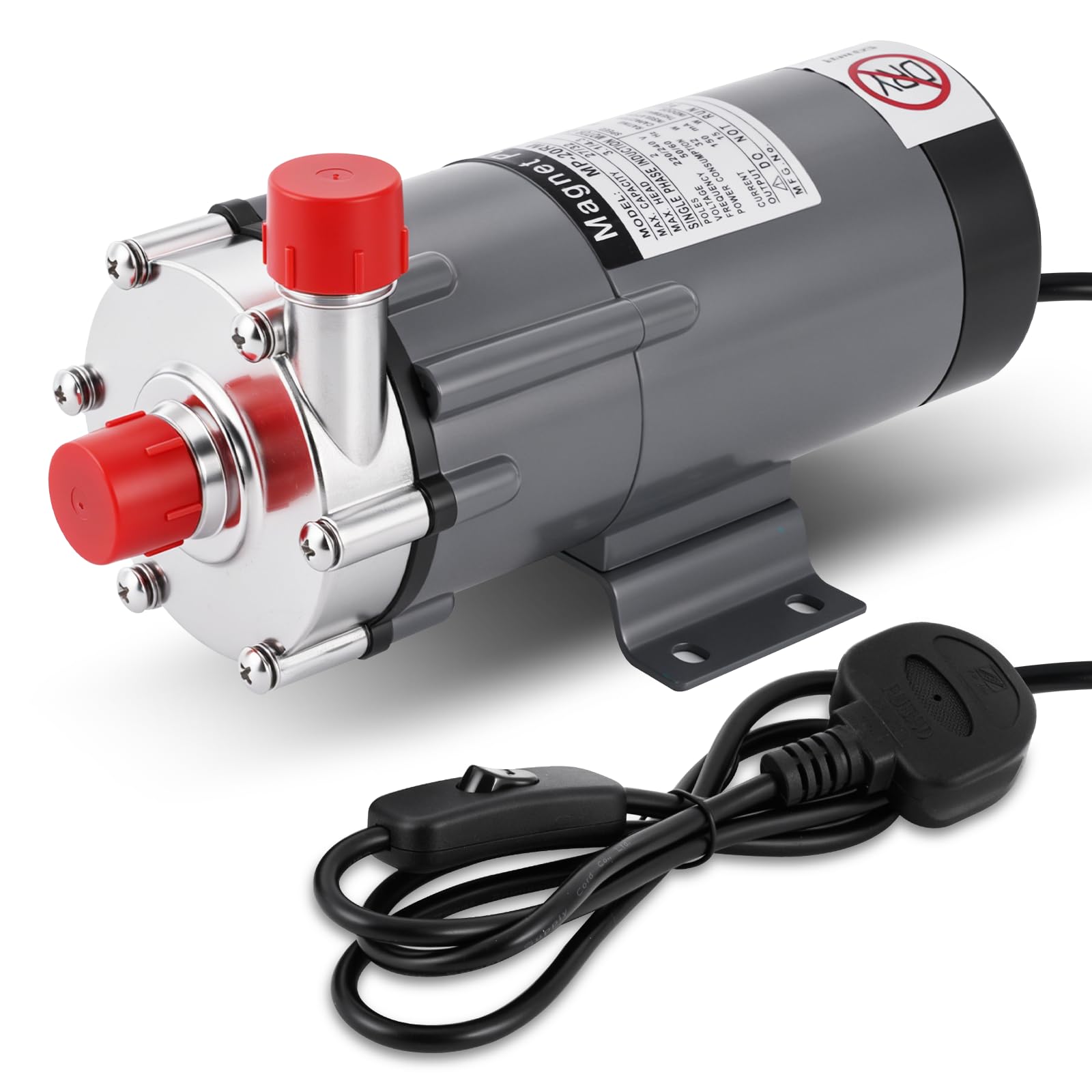 MXBAOHENG Pompa Magnetica per Birra 15 W Pompa a trasmissione magnetica Pompa per birrificazione domestica con testa in acciaio inox Resiste a temperature 120 °C per liquidi come malto, bevande, acqua