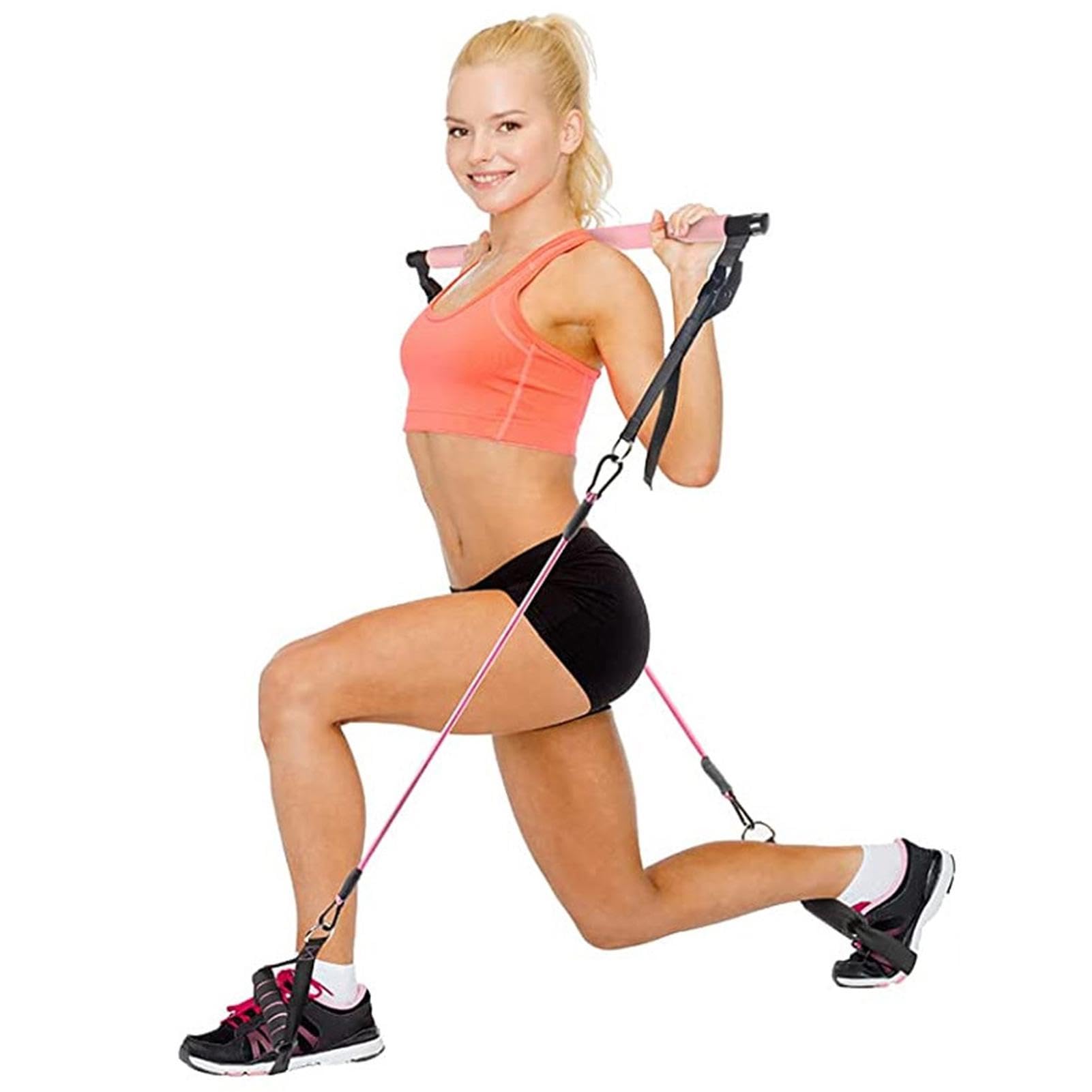 Pilates-Stangen-Set mit Widerstandsbändern, Workout-Ausrüstung, Heim-Fitnessstudio, mit Widerstandsbändern für Damen, Ganzkörper-Krafttraining, Yoga, Pilates