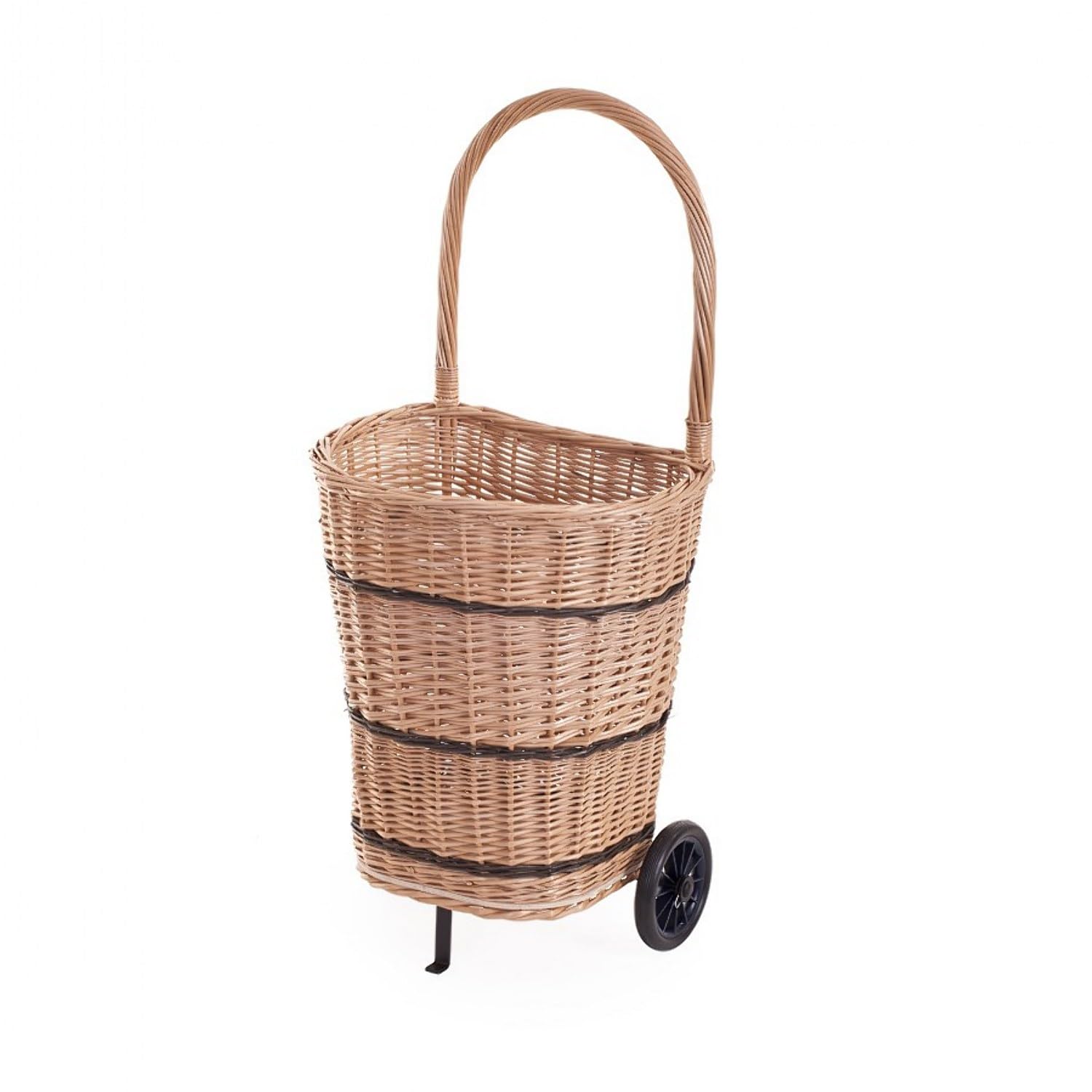 E-Wicker24 Alles Aus Weide Honey Yellow Log Basket On Wheels Trolley Wheeled Wicker