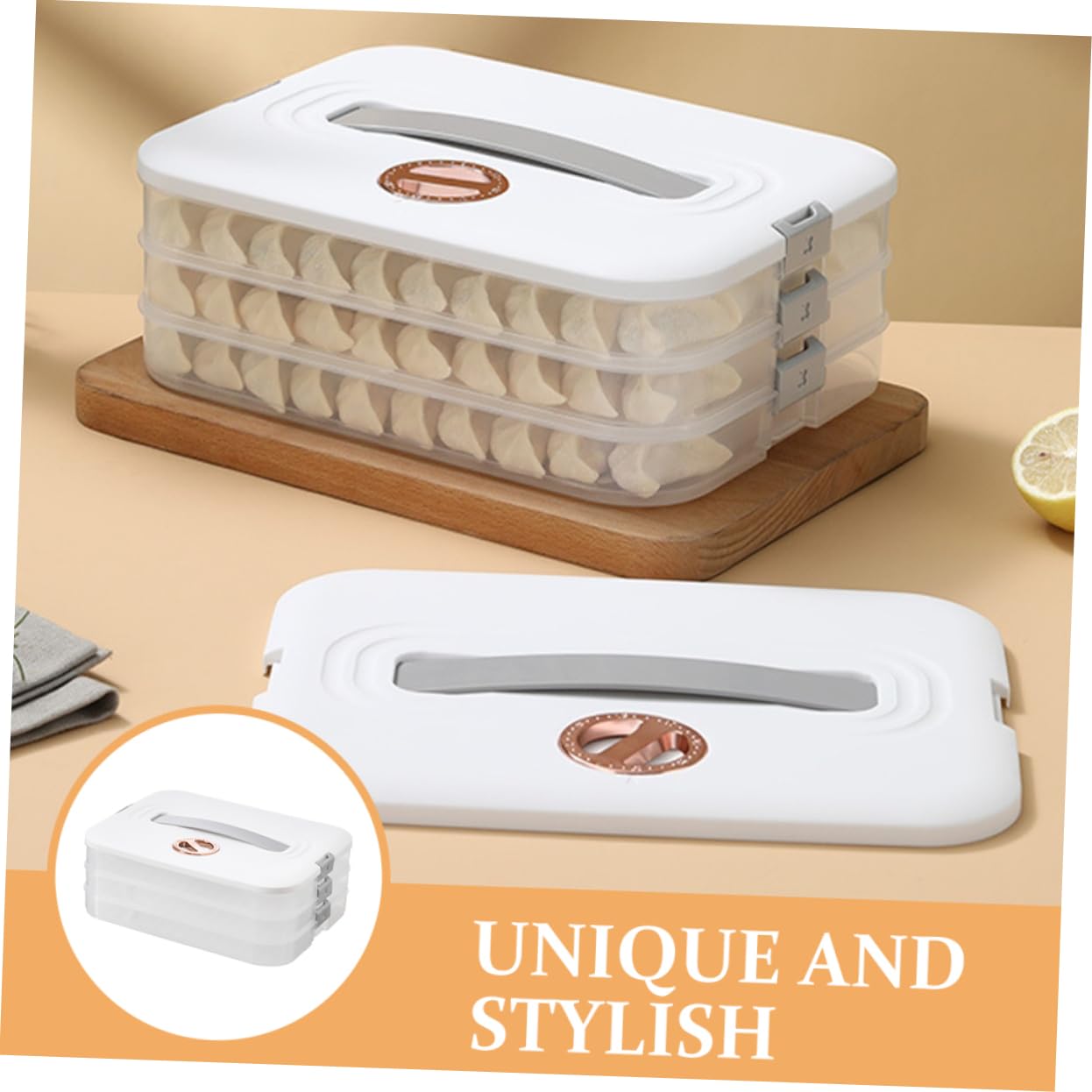 Alipis Boîte de Rangement pour Raviolis 3 Niveaux en Polypropylène Blanc Empilable Organisateur Réfrigérateur la Cuisine Domestique Rangement Aliments Alimentaire