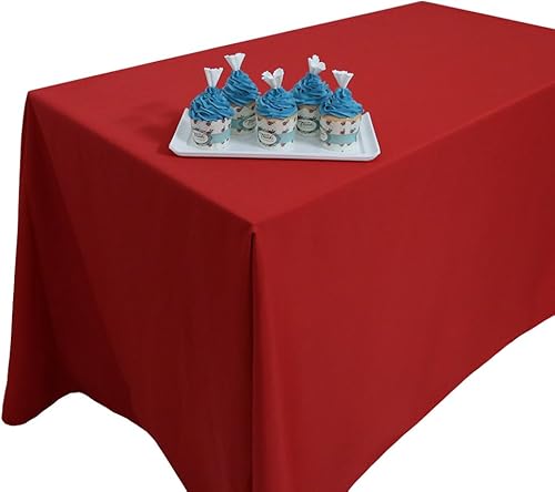 Miniatura 3 de TRLYC Mantel de poliéster  Mantel cuadrado rojo de 72 x 72 pulgadas, superposición 100% poliéster para mesa de boda