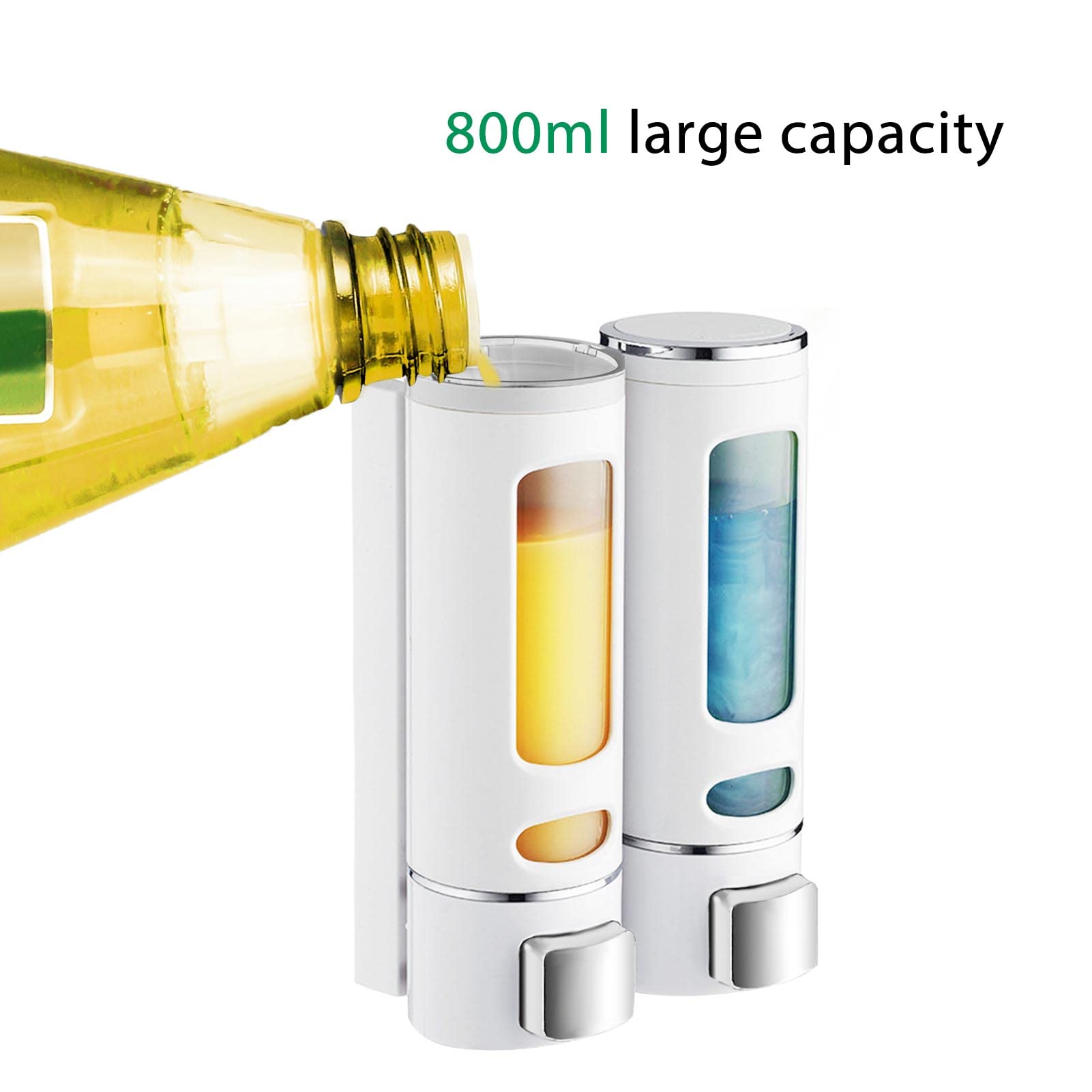 シャンプーディスペンサー 壁掛け ソープディスペンサー 自動 500ml 壁に取り付ける四角いソープディスペンサー - 500ml四角い