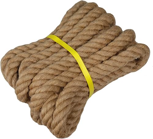 Cuerda de yute de manila trenzada 1 pulgada x 10 pies cuerda de cáñamo gruesa natural para náuticos barandillas hamacas decoración