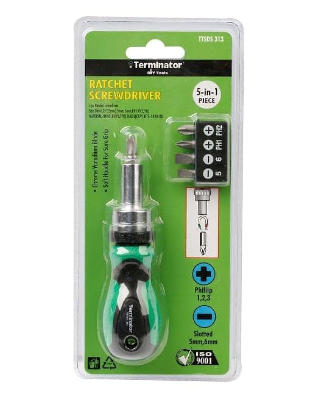 Screw Driver Terminator 5in1 Screw Driver Set with 5-Pieces Bits