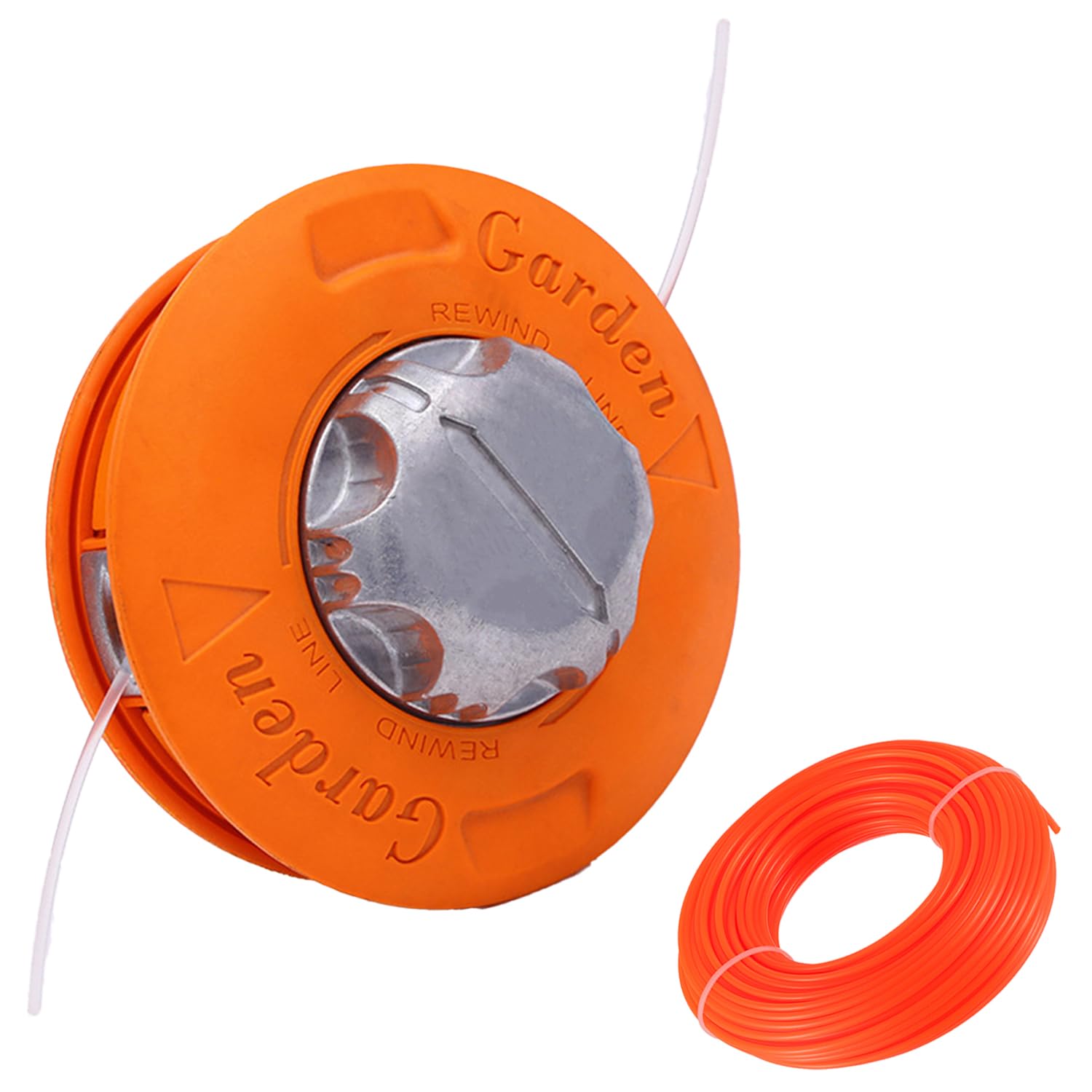 Cabezal de bobina de repuesto M10 x 1,25 mm para desbrozadora, cable izquierdo con hilo de 30 m x 2,4 mm, color naranja