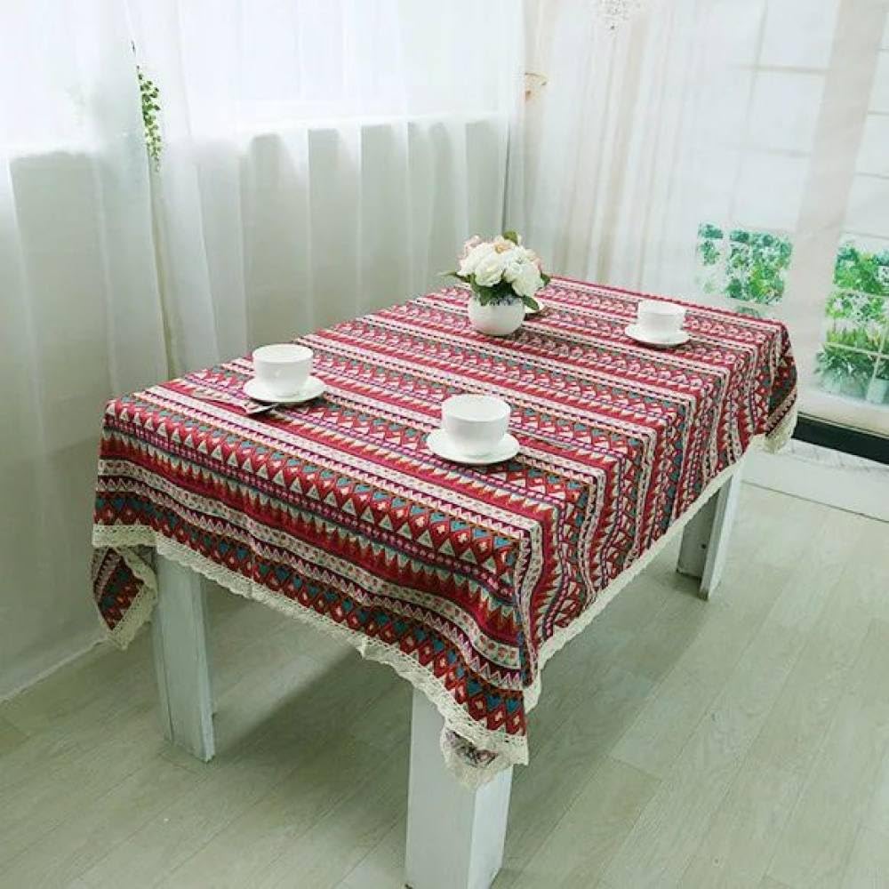 Nappe rectangulaire en lin et coton fleurie 140x300 cm Pastorale pour grande table de cuisine