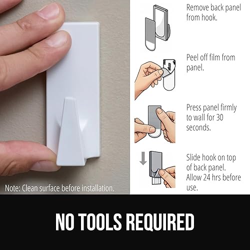 Miniatura 6 de GORILLA GRIP Heavy Duty Reusable Wall Hooks for Hanging, Strong Easy Install Stick on Removable Adhesive Hook, No Nail Damage, Multisurface Use for