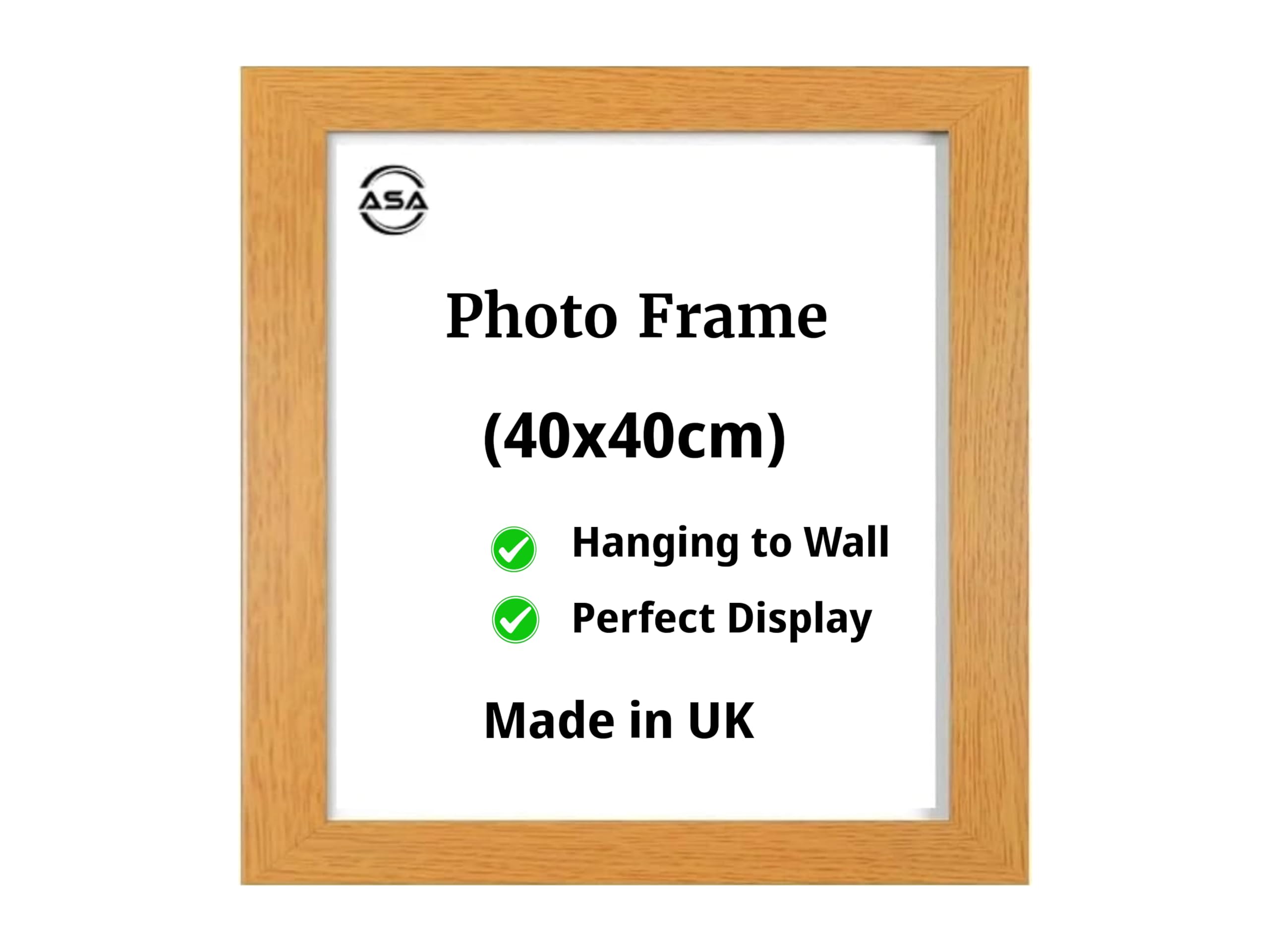 FRAMAI® Cornice portafoto in legno naturale, 40 x 60 cm, cornice in vero legno, cornice con plexiglass infrangibile, gancio e supporto