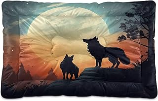 Kigai Wolf Dog Bed Machine Washable Pet Bed Mattress Comfortable Soft Pet Bed Mat Non-Slip Bottom Couch for Small Medium Dogs,36x24 Inch