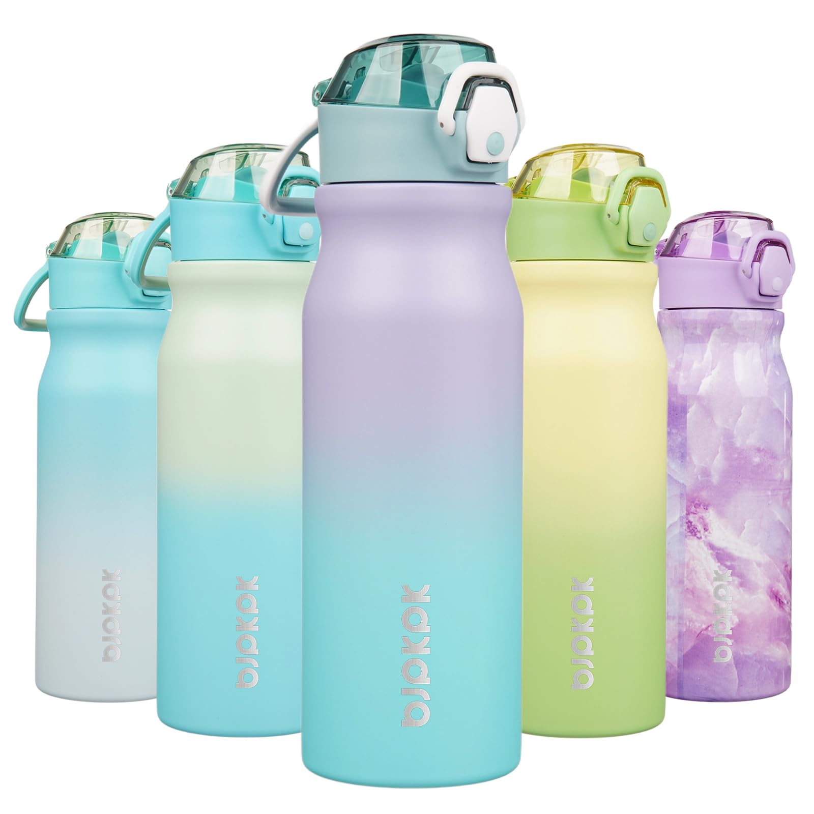 BJPKPK 25 oz Insulated Water Bottle, Straw, Handle, Stainless Steel Flask