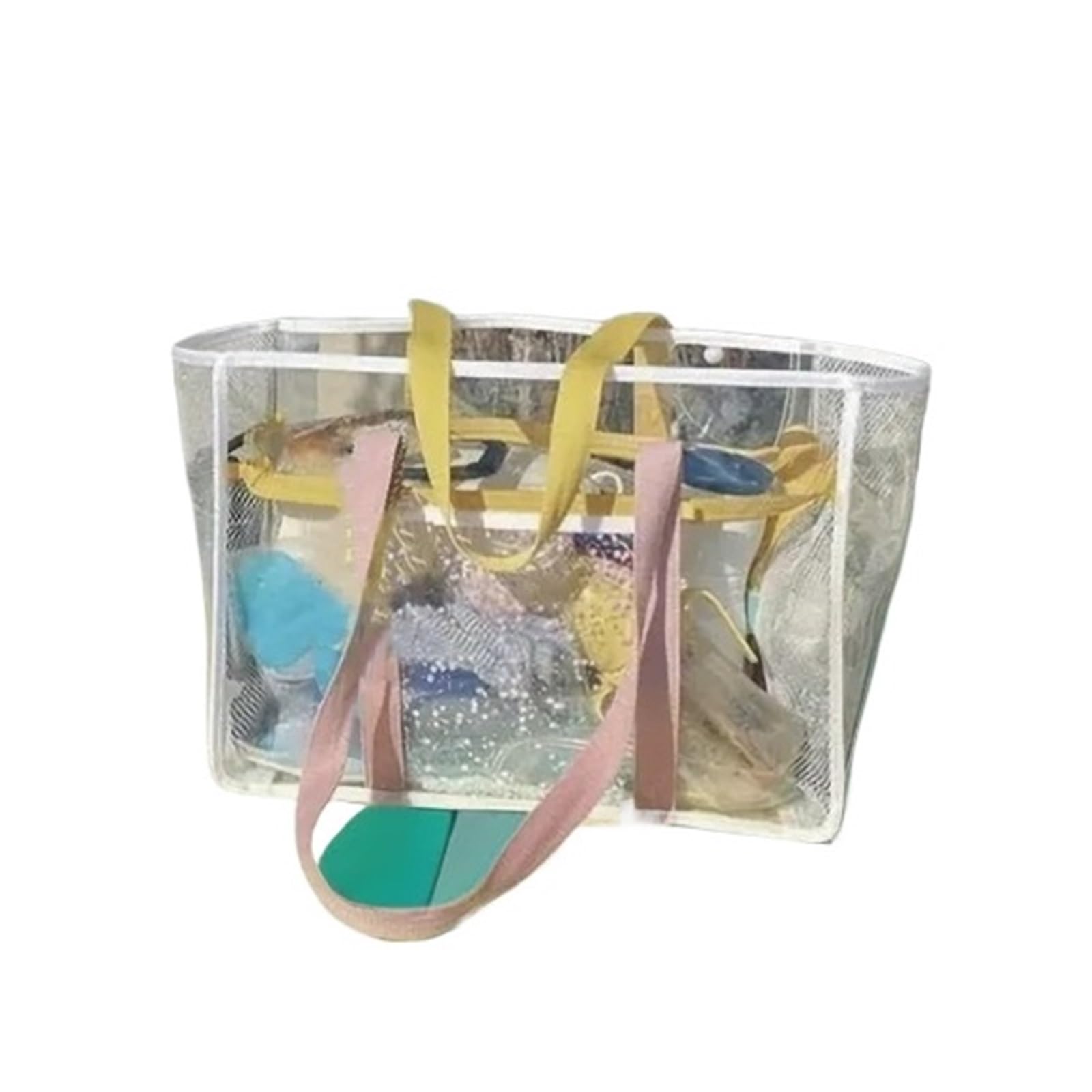 Sac De Rangement Transparent Sac de Plage Transparent Grande capacité, Sac de Voyage Portable en PVC, Sac fourre-Tout de Rangement étanche for Le Lavage, Le Fitness et la Natation(Pink-XL)