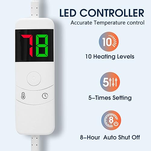 Miniatura 2 de OCTROT Manta térmica con peso para adultos, manta eléctrica tamaño individual (50 x 60 pulgadas, 13 libras), manta térmica de forro polar suave y