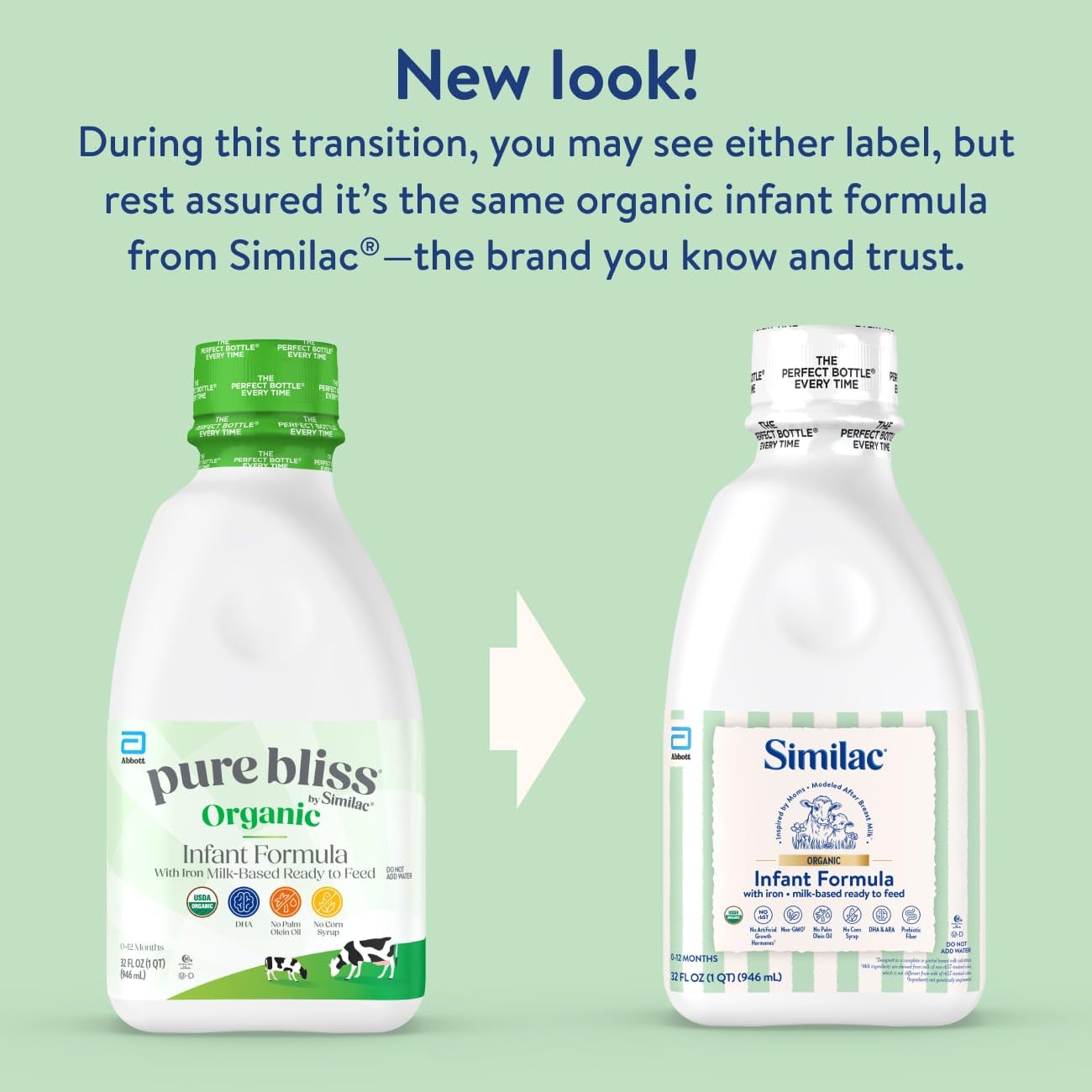 Similac Organic Infant Formula, Easy to Digest, USDA-Certified Organic, Ready to Feed, 32-fl-oz Bottle, Pack of 6 - 3