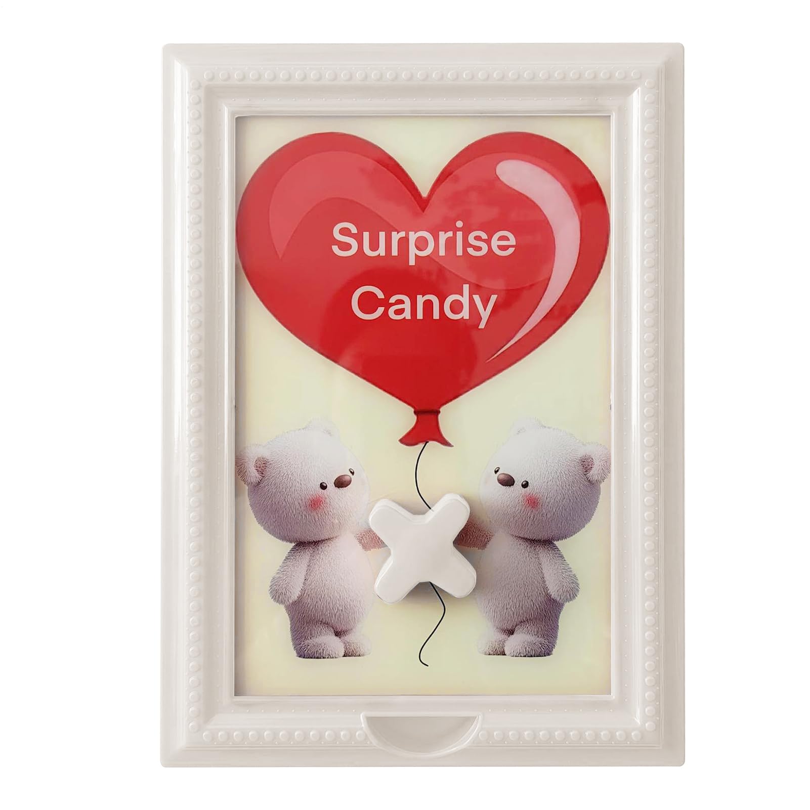 Cadre distributeur de bonbons compact 30x21cm en forme de cœur réutilisable pour table dessert