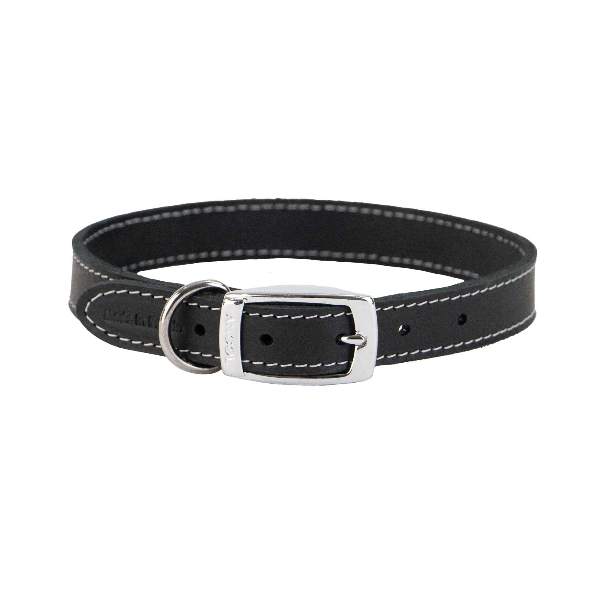 Ancol Heritage Durable Leather Dog Collar - Black Bridle Leather Puppy Pet Training Accessory - Die Cast Fitting for Strength and Comfort - 28-36cm Size 3