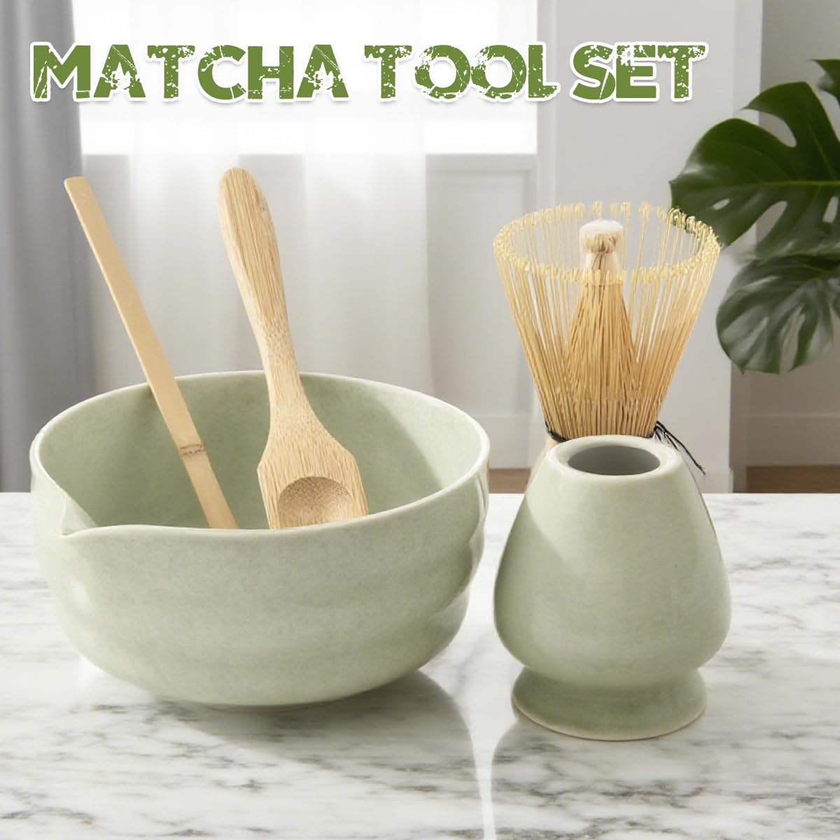 5 piezas Te Matcha kit, Set de Té Matcha con Cuenco Te Matcha, Batidor te Matcha y Soporte, Cuchara Matcha | Sonjunto de Batidos de Matcha para el Hogar, la Oficina y Como Regalo