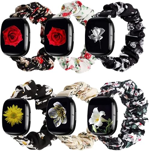 GTHY Compatible con bandas Fitbit SenseVersa 3Versa 4Sense 2, para mujeres y niñas, correas de repuesto de tela de coletero, accesorios, tamaño