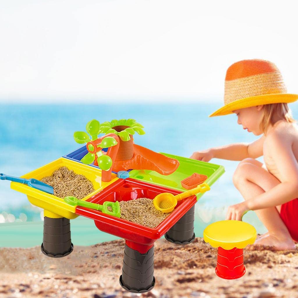 harayaa Strandspieltisch, Sand Und Wasserspielzeug, Eimer Und Schaufel für Kinder, Multifunktional, Tragbar, Fördert Die Kreativität, Geeignet für Strand, Ba, 45x45x35cm
