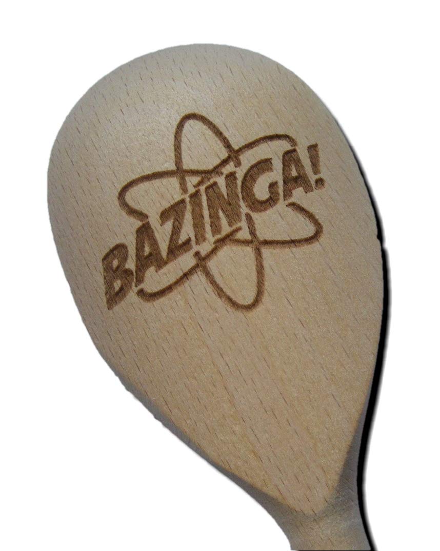 FastCraft BAZINGA BIG BANG THEORY SHELDON INSPIRED WOODEN BAKING SPOON WOOD KITCHEN COOKING BIRTHDAY PRESENT GIFT FAN LASER ENGRAVED