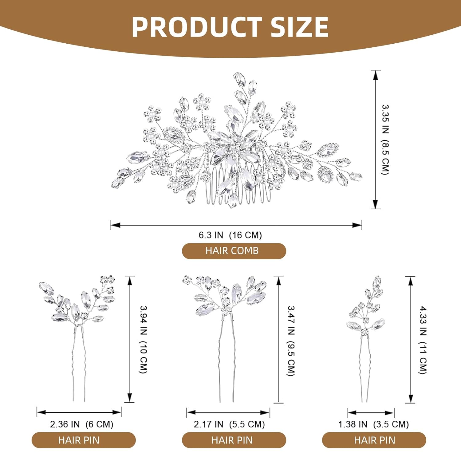 4 Pcs Wedding Hair Accessories,Wedding Headpiece For Bride,Hair Side Comb,Bhinestone Hair Accessories For Bridesmaid&Brides or Women and Girls - Image 3