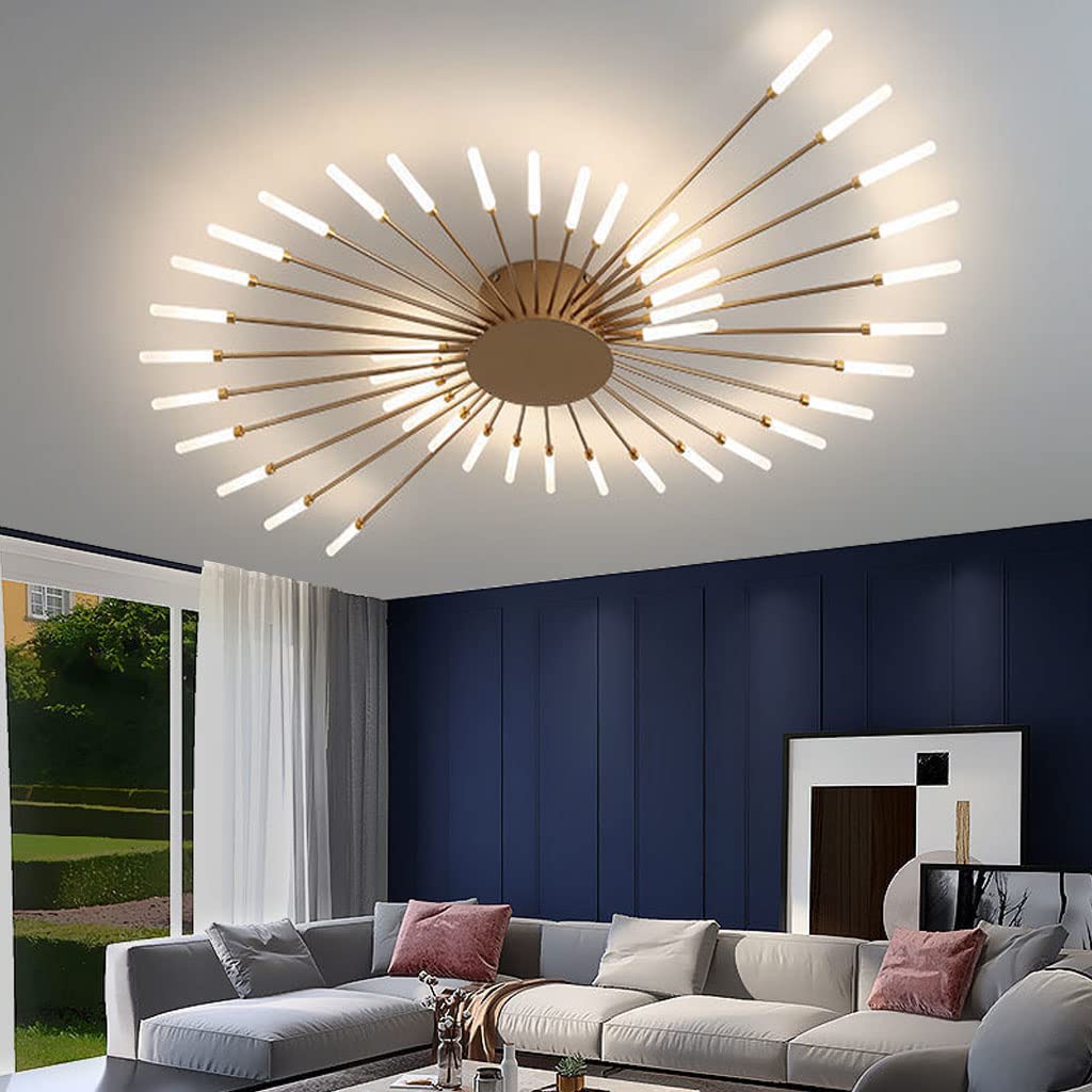 Plafoniera Moderna Lampada Da Soffitto A LED Fuochi D'artificio Design Lampadario Creatività Camera Da Letto Soggiorno Lampada Da Parete Reception Ufficio Illuminazione Per Interni (Gold,42 heads)