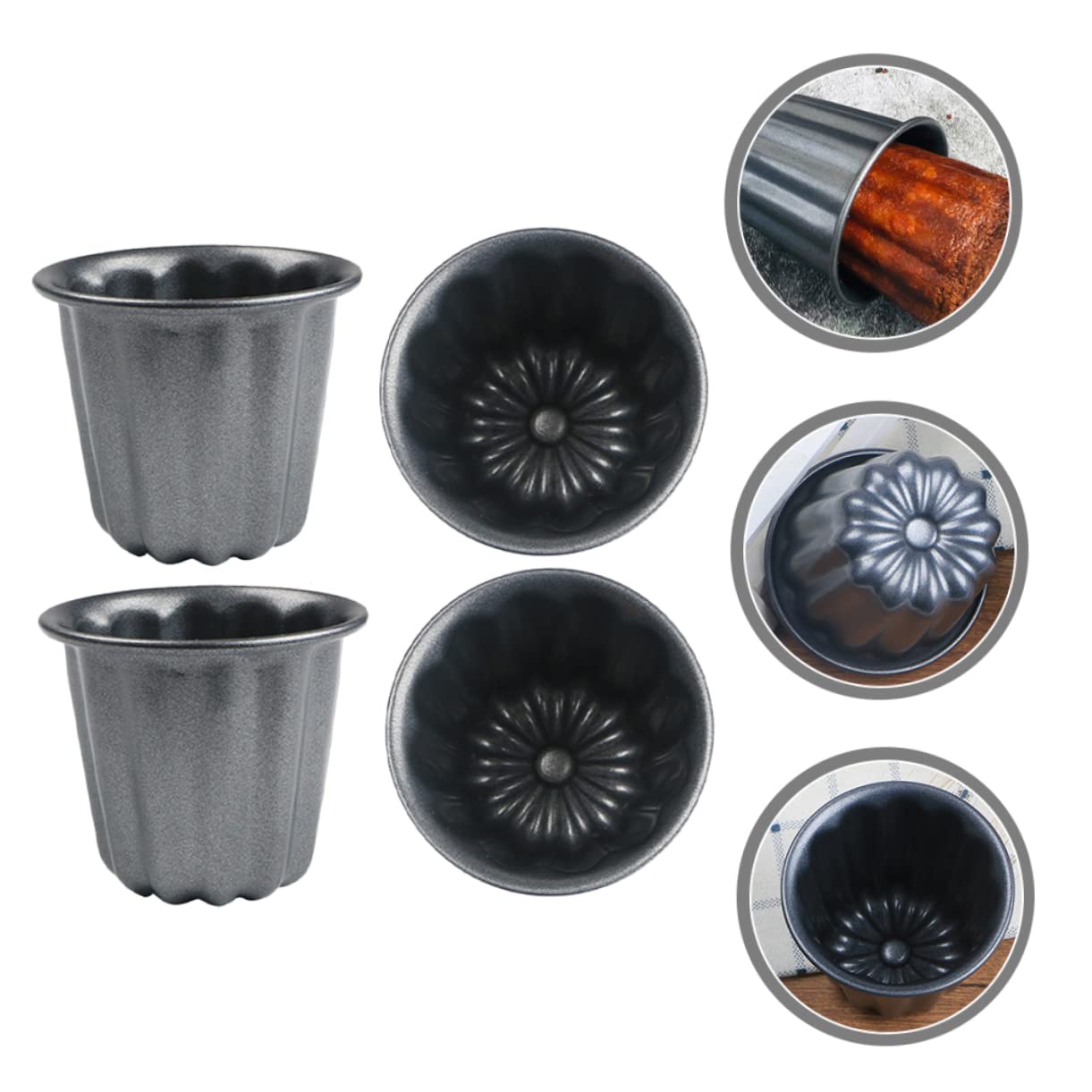 TOPBATHY Lot de 2 Moules à Muffins Antiadhésifs en Métal pour Un Démoulage Facile (4 Pièces)